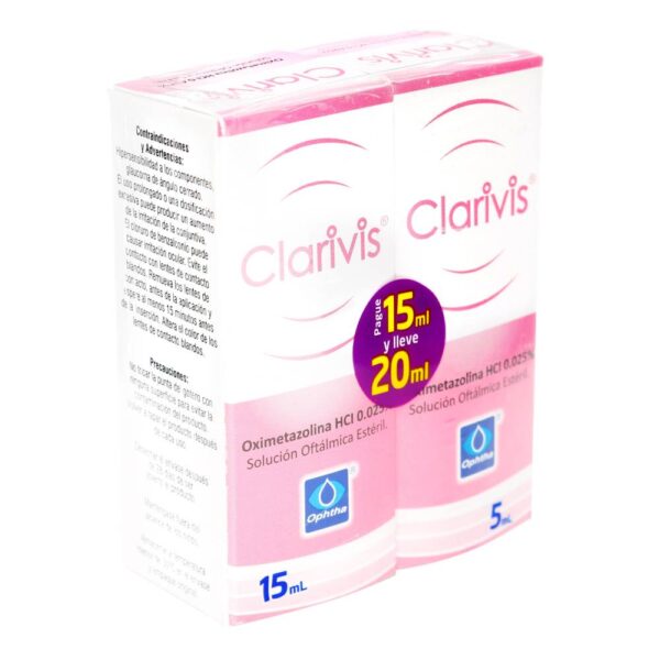 Oximetazolina Clarivis 0.025% 15 Ml + Clarivis 0.025% 5ml - Imagen 2