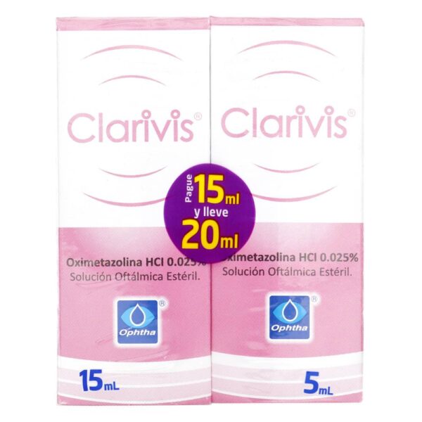 Oximetazolina Clarivis 0.025% 15 Ml + Clarivis 0.025% 5ml