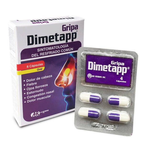 Dimetapp Gripa 500 Mg 8 Cápsulas
