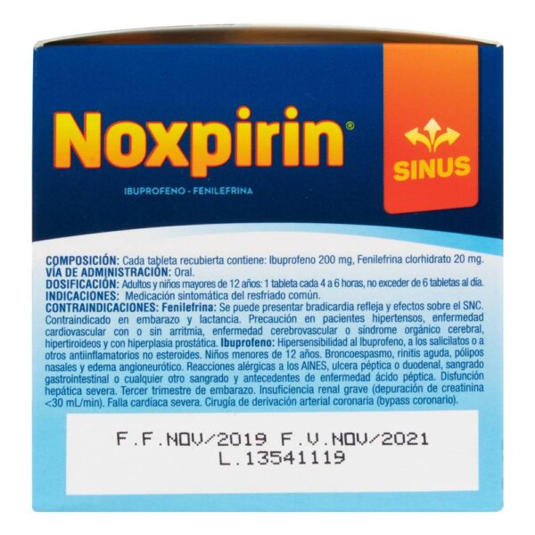 Noxpirin Sinus 72 Tabletas - Imagen 3