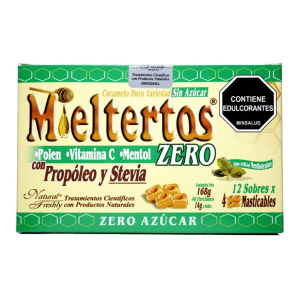 Mieltertos Zero, Pastillas Masticables Sin Azúcar, 12 Sobres - Imagen 2