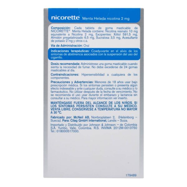 Nicorette Menta Helada 2 Mg - Dejar Fumar - Imagen 3