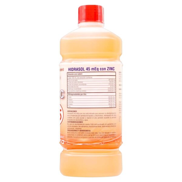 Suero Oral Hidrasol 45 Con Zinc Manzana 500 Ml - Imagen 2