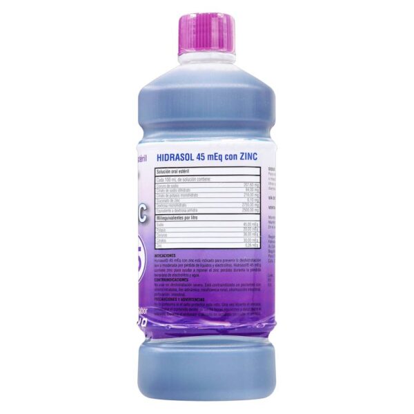Suero Oral Hidrasol 45 Con Zinc Uva 500 Ml - Imagen 2