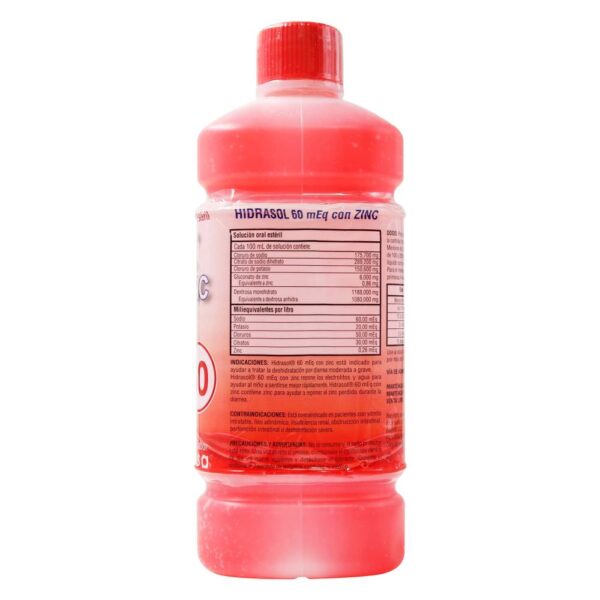 Suero Oral Hidrasol 60 Con Zinc Fresa 500 Ml - Imagen 2