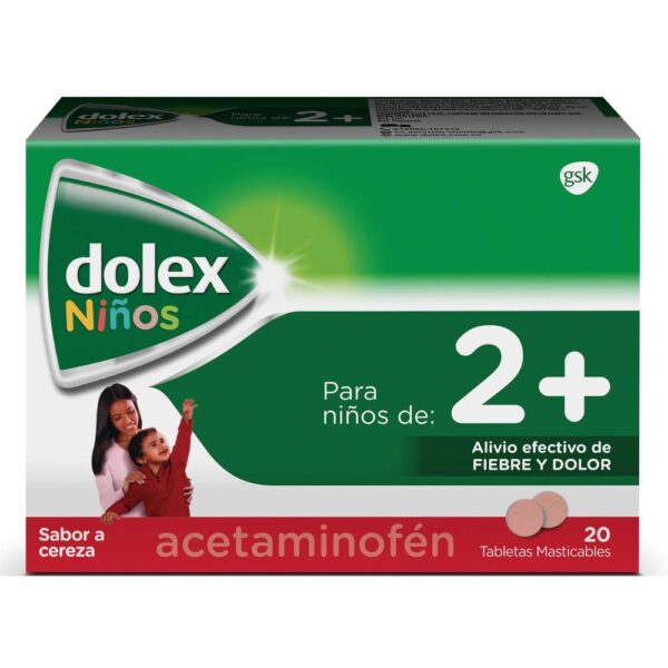 Dolex 2+ Acetaminofén Pediátrico 20 Tabletas Masticables