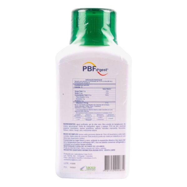 Pbf Digest Fibra Probióticos Y Prebióticos 360 Ml - Imagen 2