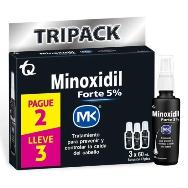 Tripack Minoxidil Forte 5% 60 Ml Mk Tratamiento Anticaída
