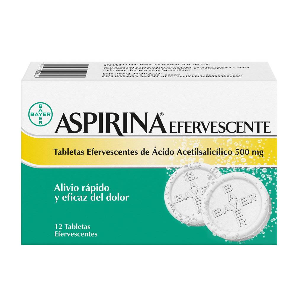 Aspirina 500 Mg 12 Tabletas Efervescentes