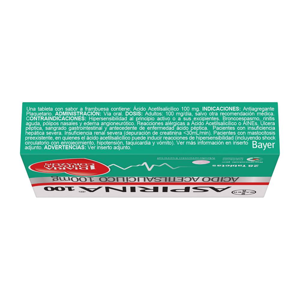 Aspirina Cardio 100 Mg 28 Tabletas - Imagen 3