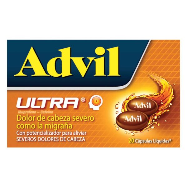 Advil Ultra 20 Cápsulas Blandas Alivio Rápido de Migrañas