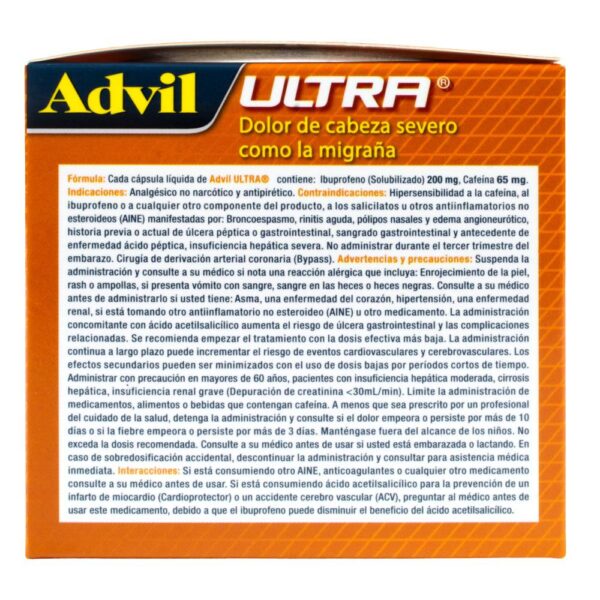 Advil Ultra 72 Cápsulas Blandas Dolor de Cabeza Severo - Imagen 3