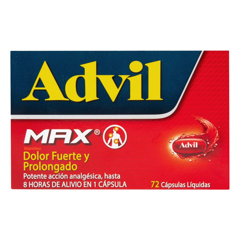 Advil Max 72 Cápsulas Blandas Alivio Rápido del Dolor