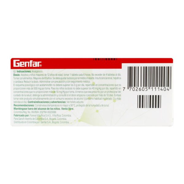 Alivia El Dolor De Cabeza Severo Genfar Dol 10 Tabletas - Imagen 3