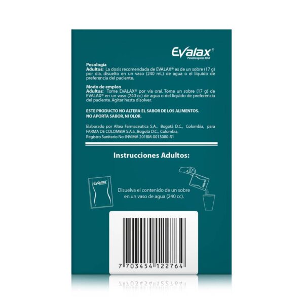 Polietilenglicol Evalax Polvo 10 Sobres - Imagen 3
