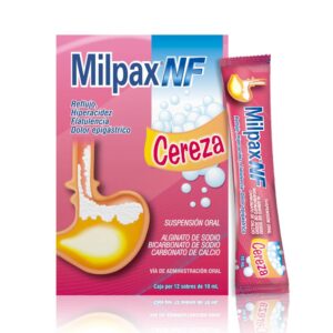 Milpax Nf Cereza 12 Sobres Alivio De Acidez Y Reflujo