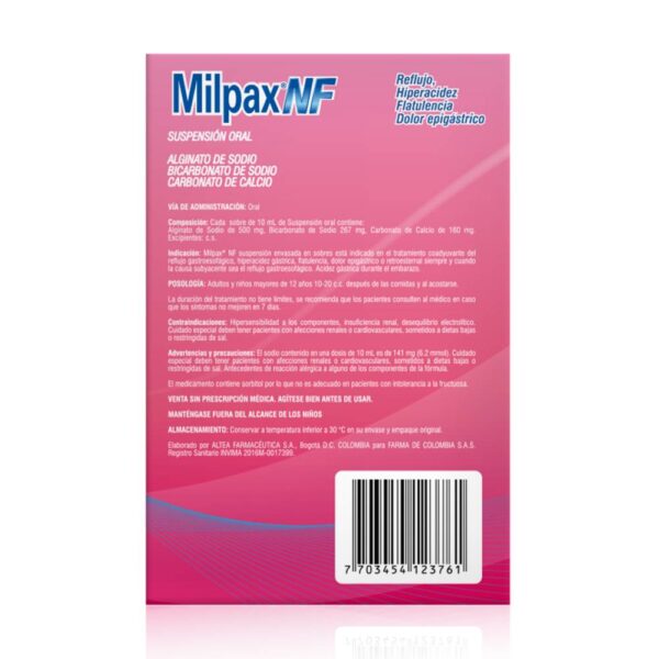 Milpax Nf Cereza 12 Sobres Alivio De Acidez Y Reflujo - Imagen 3