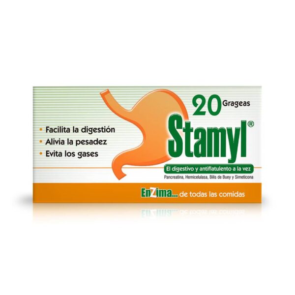 Stamyl 20 Tabletas Para Pesadez Y Gases Intestinales