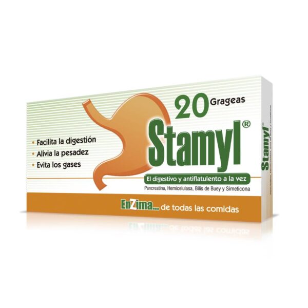 Stamyl 20 Tabletas Para Pesadez Y Gases Intestinales - Imagen 2