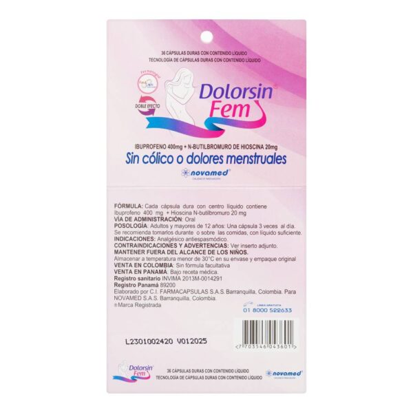 Dolorsin Fem Hiosina+ibuprofeno 36 Cápsulas - Imagen 3