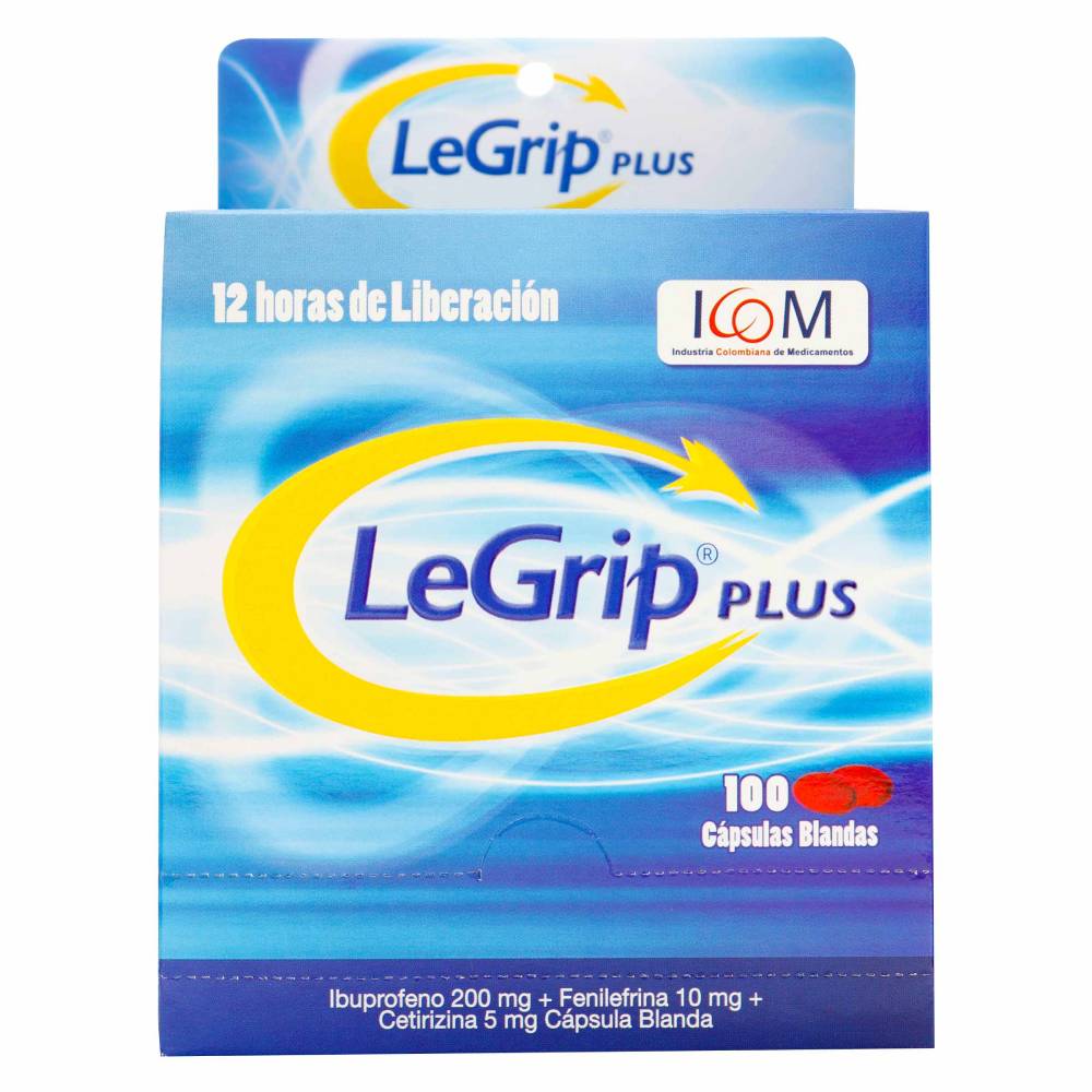 Legrip Plus 100 Capsulas Blandas Alivio De Gripe y Resfriado