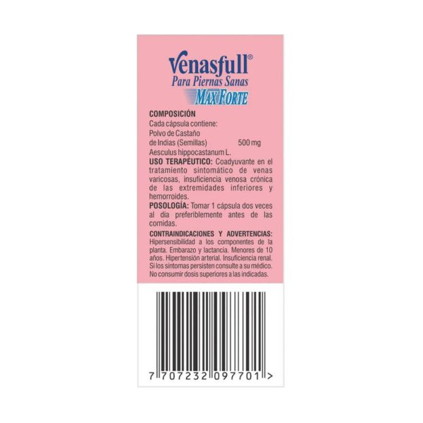 Venasfull Max Forte 60 Capsulas Castaño De Indias - Imagen 3