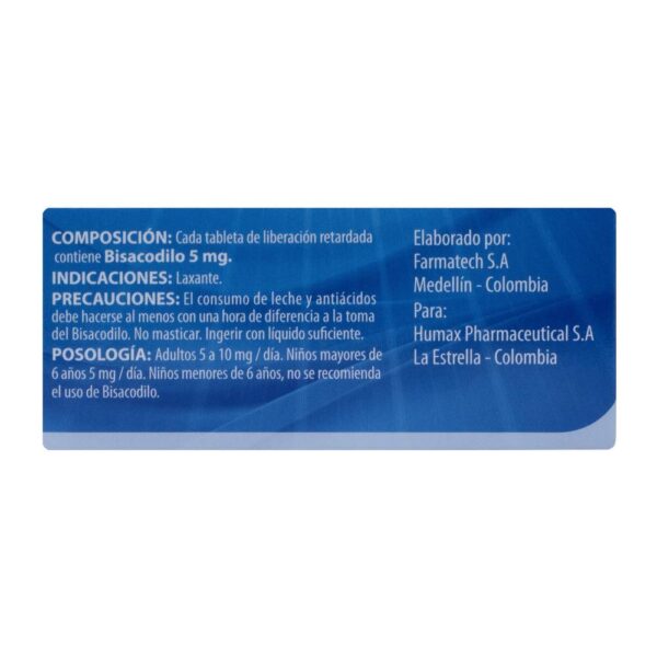 Bisacodilo 5 Mg 100 Tabletas - Imagen 2