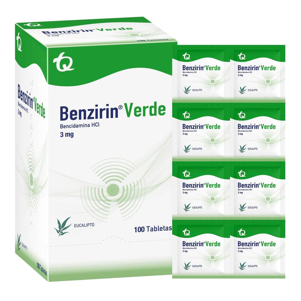 Benzirin Verde Eucalipto 100 Tabletas Bencidamina