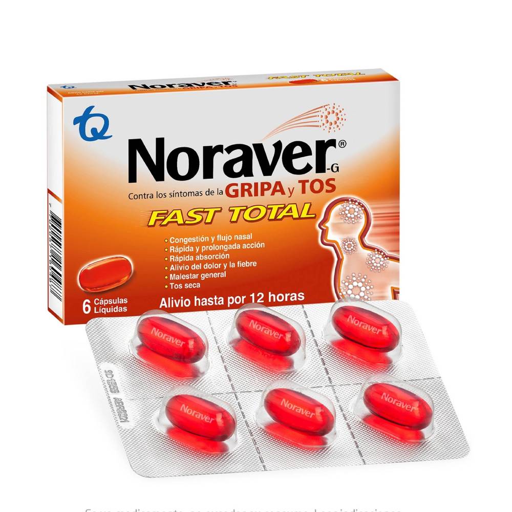 Noraver Gripa Fast Total 6 Capsulas Gripa y Tos