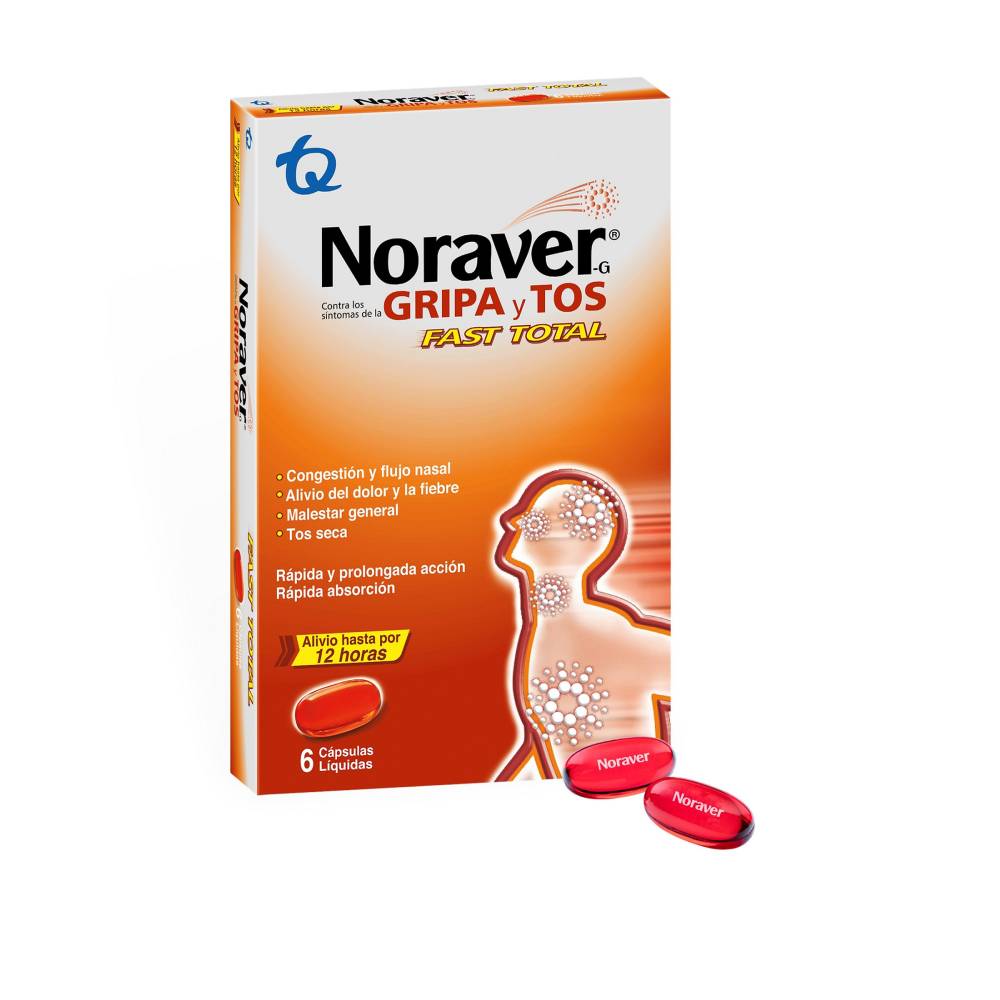 Noraver Gripa Fast Total 6 Capsulas Gripa y Tos - Imagen 2