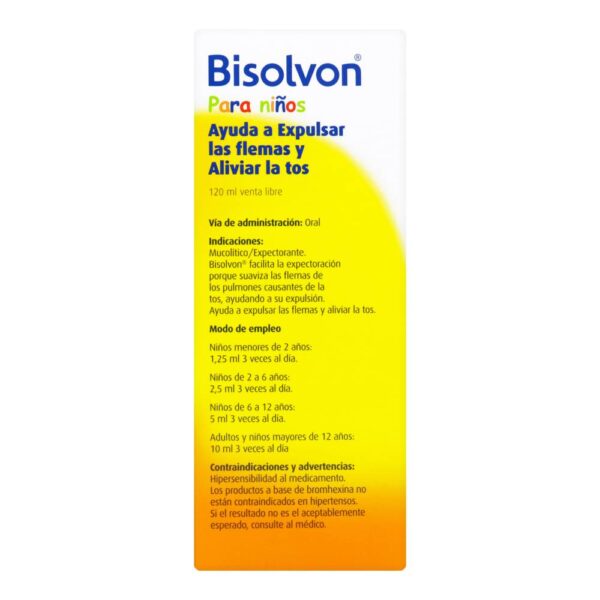 Bisolvon Niños 120 Ml Alivio De Tos Con Flemas - Bromhexina - Imagen 3