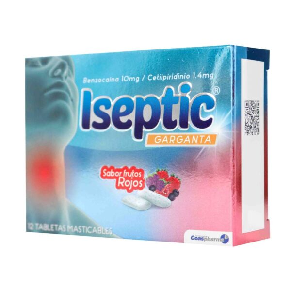 Iseptic Frutos Rojos 12 Tabletas Alivio Dolor De Garganta - Imagen 2