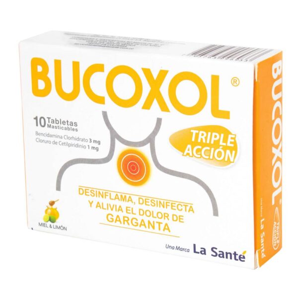 Bucoxol Triple Accion Miel Y Limon 10 Tabletas - Garganta - Imagen 2