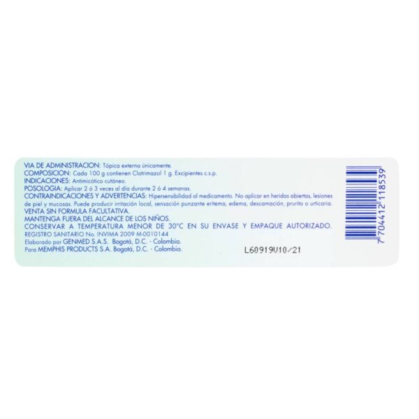 Clotrimazol Para Hongos Crema 1% 40 Gr Memphis - Imagen 3