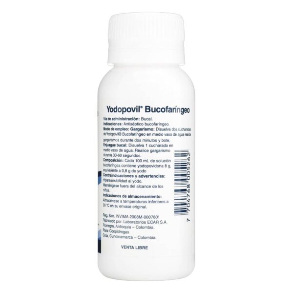 Yodopovidona Bucofaringeo Yodopovil 60 Ml - Imagen 2