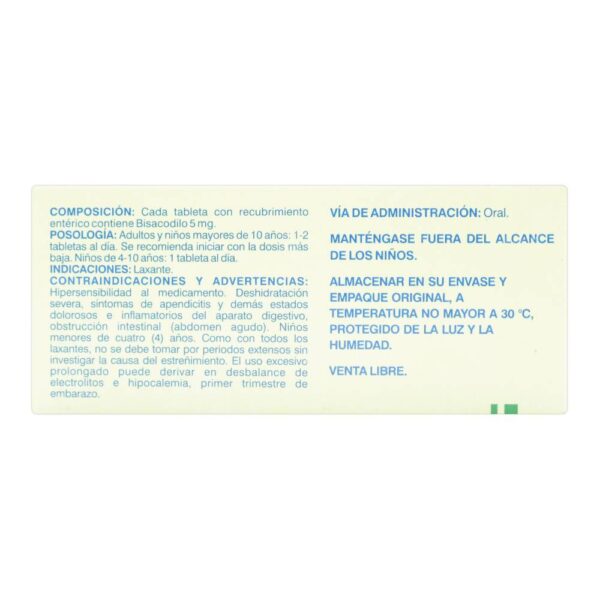Laxium Bisacodilo 5 Mg 100 Tabletas - Imagen 3