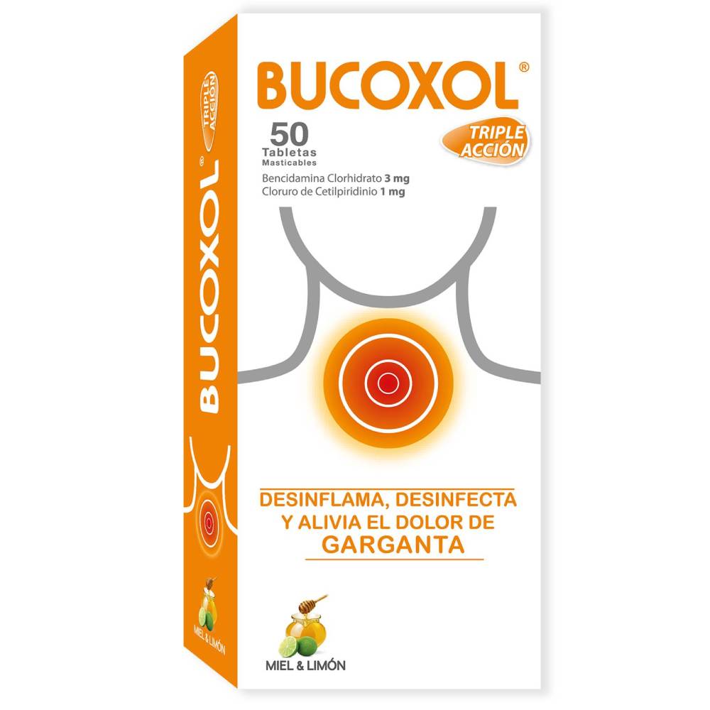 Bucoxol Triple Accion Miel Y Limon 50 Tabletas - Garganta