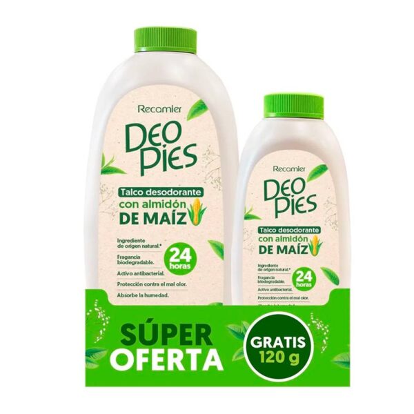 Deo Pies Talco Con Almidon De Maiz 300Gr Gratis 120Gr - Imagen 2