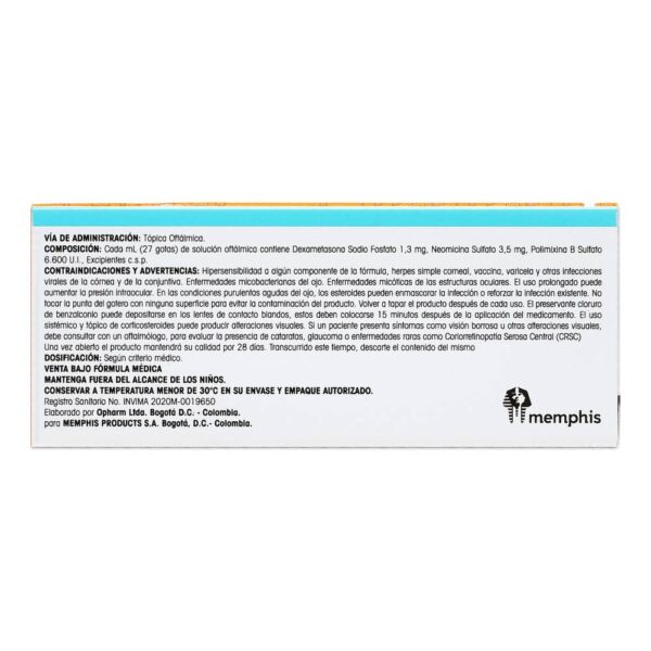 Dexametasona + Polimixina + Neomicina Solución Oftalmico 5Ml Memphis - Imagen 3