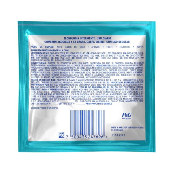 Shampoo Head Shoulders Anticomezon 15 ml 12 Sobres - Imagen 2