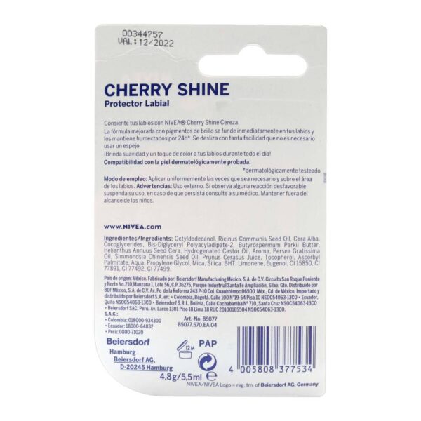 Protector Labial Nivea Fruity Cherry Shine 4.8 g - Imagen 2