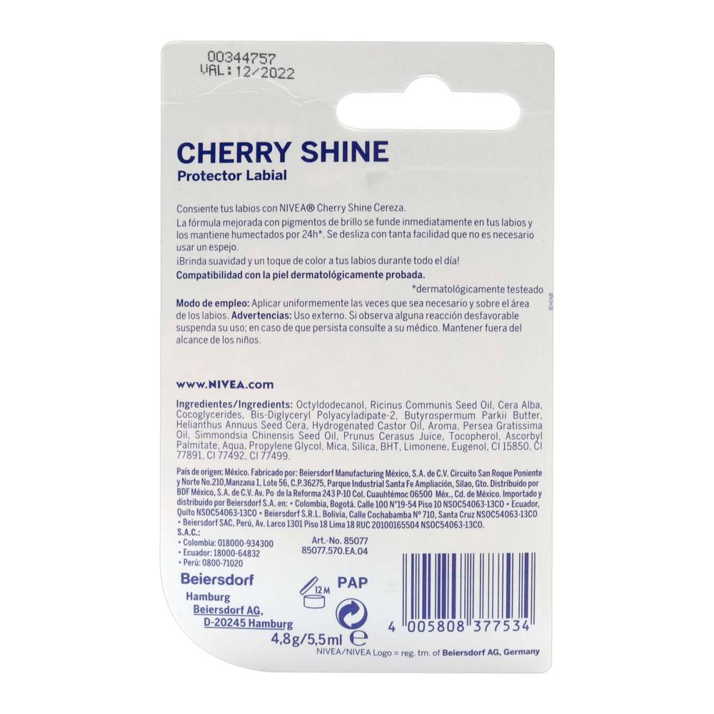 Protector Labial Nivea Fruity Cherry Shine 4.8 g - Imagen 2