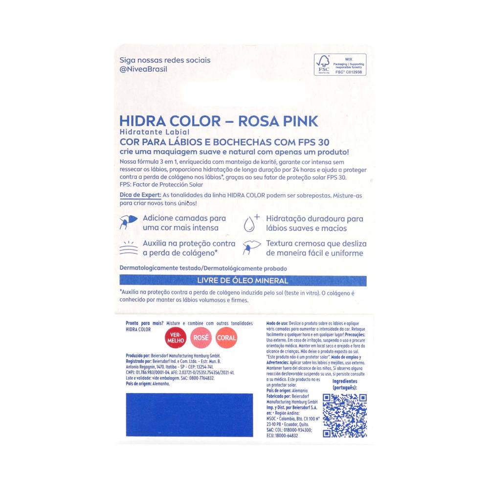 Labial Nivea Hidra Color Rosado - Imagen 3