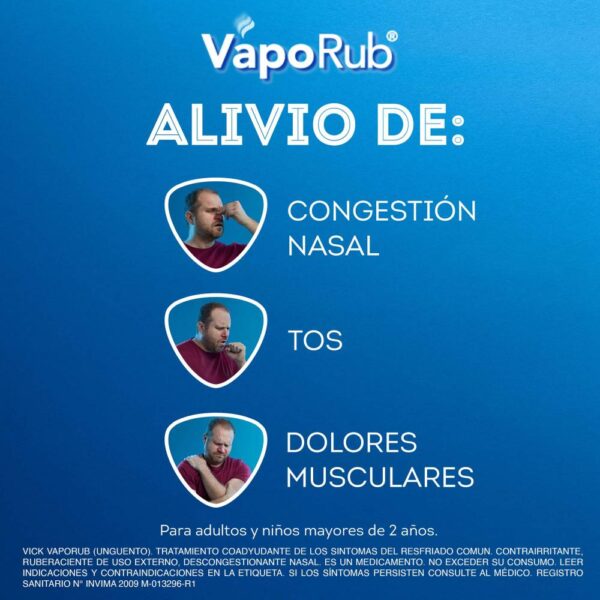 2 Vick Vaporub 50 g Alivio De Síntomas Gripales - Imagen 4