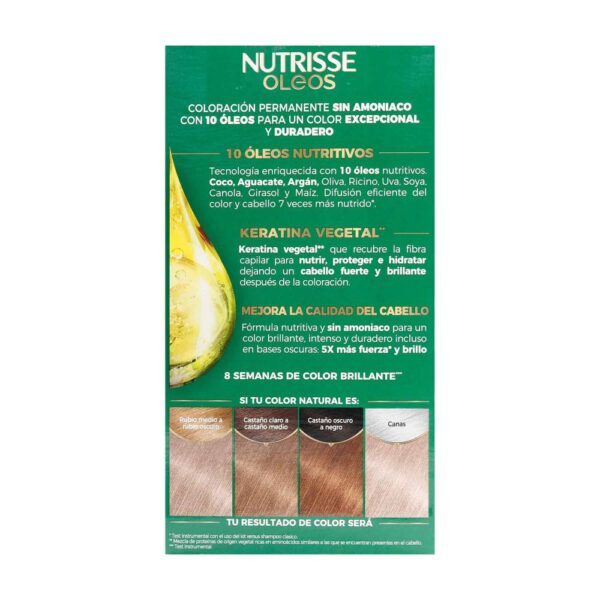 Tinte Nutrisse Oleos 8.12 Rubio Claro Cenizo Nacarado - Imagen 4