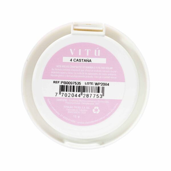 Polvo Compacto Vitu Vitamina E #4 Castaña 12g - Imagen 2