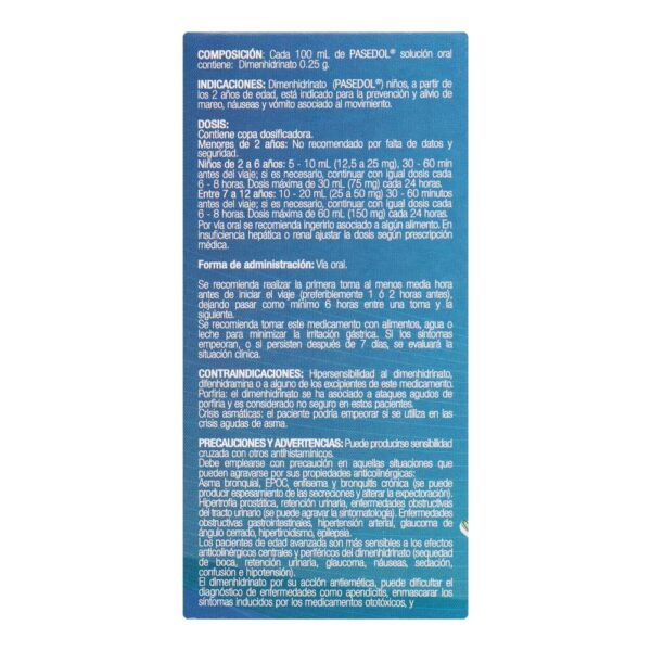 Pasedol Solucion Oral Dimenhidrinato 60 ml - Imagen 3