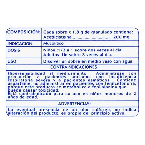 Acetilcisteina 200 mg 30 Sobres Ecar Alivio Para La Tos - Imagen 3