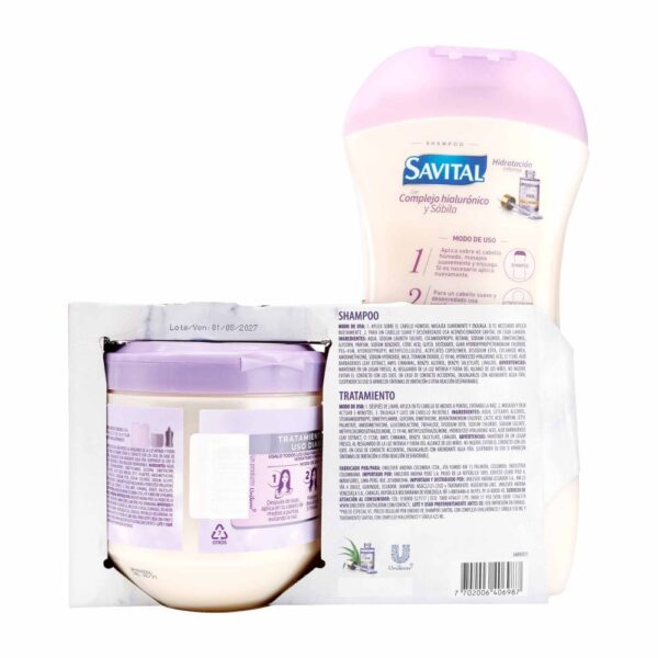 Shampoo Savital Hidratacion 510 ml Tratamiento 425 ml - Imagen 2