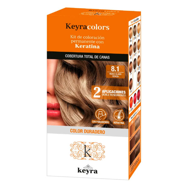 Tinte Keyra Kit 8.1 Rubio Claro Ceniza